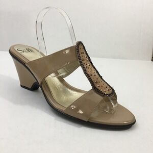 Womens Sofft Beige‎ Slide On Sandals W/Studs Size 11M Cute Work Casual